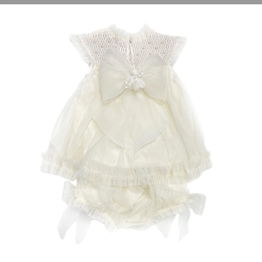 Petite Maison Kids Bella Buttermilk Tulle Blouse and Bloomers Set